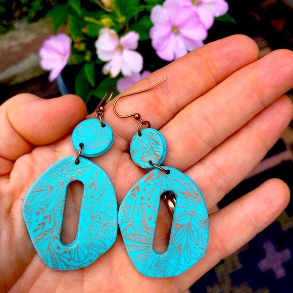 Handmade Polymer Clay Earrings by Lines and Shapes Jewelry Shop (me!) - Picture 2 of 3